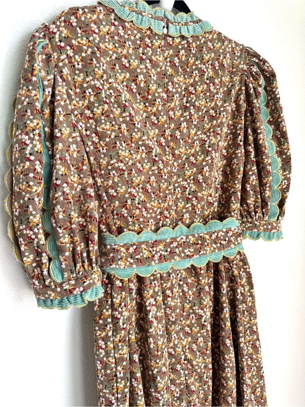 CELIA B Alamo Dress Brown Floral Midi corduroy Large - Picture 13 of 17